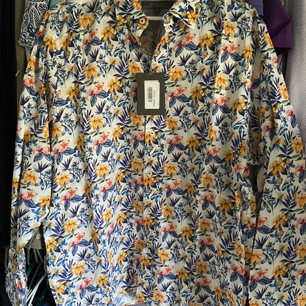 NWT Ted Baker floral print long sleeve button up shirt.